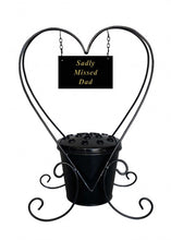 Load image into Gallery viewer, Black Heart Metal Memorial Planter with Flower Insert Pot and Name Plaque.