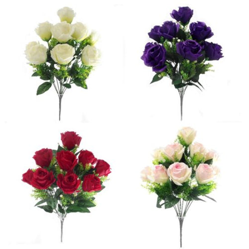 12 X 40cm Assorted Large Rosebud Bush - Assorted Colours - Full Box