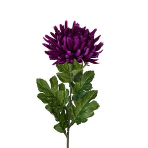 65cm Purple Large Chrysanthemum Single Stem -  Artificial Flower