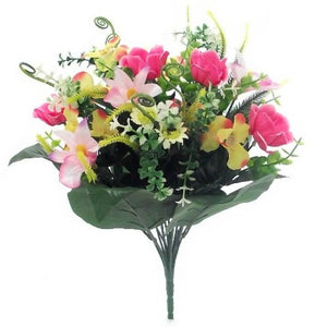 Large Spring Mixed Bush - Pink Yellow Greenery - Artificial Spring Bunch