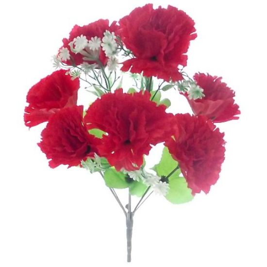 36cm Red Carnation Bunch (8 heads) - Christmas Artificial