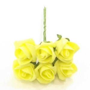 Yellow Colourfast Foam Rose - Bunch of 6 - Artificial Flower