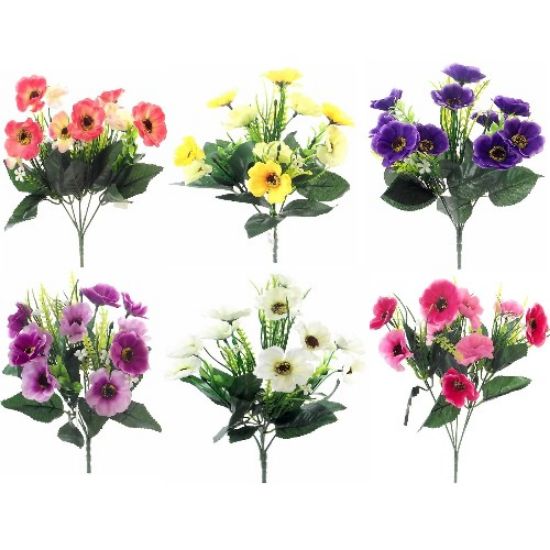 48 X 31cm Poppy and Grass Bush - Assorted Colours - Full Box