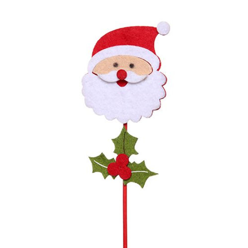 Pack of 6 x Felt Santa Picks - Christmas Artificial Flower Xmas Wreath Bouquet