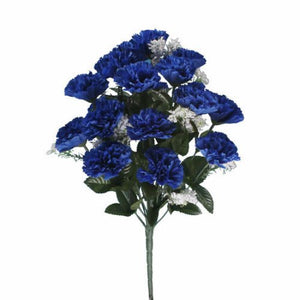 46cm Large Royal Blue Carnation and Gyp Bush Bunch (18 heads)