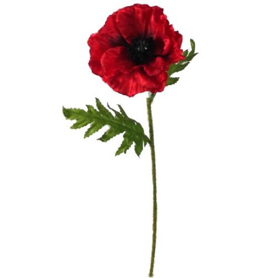 57cm Red Poppy - Single Stem