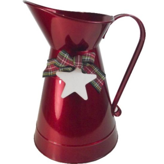 23cm Jug with Star and Tartan Ribbon - Merry Christmas