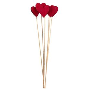 6 Pack 50cm Red Heart on Stick - Valentines Flower Artificial