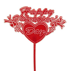 12 Pack - Red Happy Valentines Day Plastic Picks