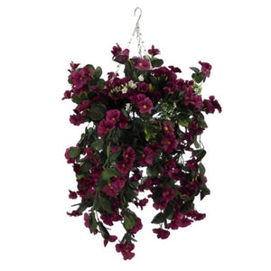 10" Nasturtium Hanging Basket Wine - Artificial Flower