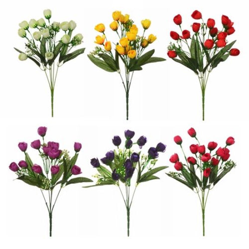36 X 34cm Mini Rosebud Bush  - Assorted Colours - Full Box