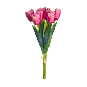 35cm Fuchsia Tulip Bundle - 7 Stems - Artificial Spring Bunch