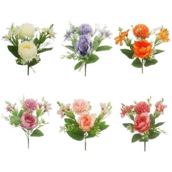 36 X 31cm Peony, Spikey Mum and Wild Lily Bush - Assorted Colours - Full Box