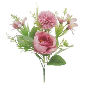 31cm Mauve Peony, Spikey Mum and Wild Lily Bush