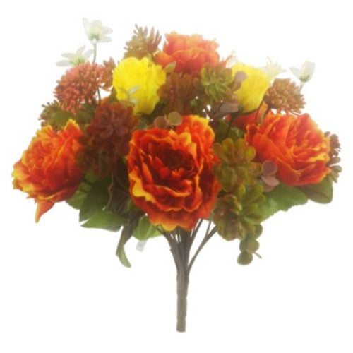 37cm Large Deluxe Autumnal Bunch - Peony Rose and Succulent Mix