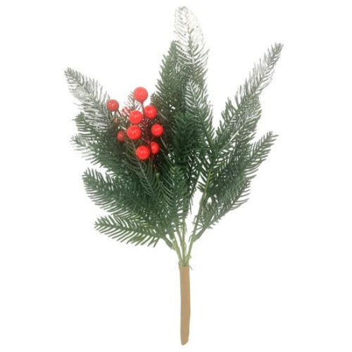 42cm Green Spruce Spray with Red Berries (XB10)