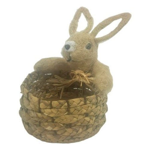 27cm Natural Rabbit Planter - Easter Spring Basket Container