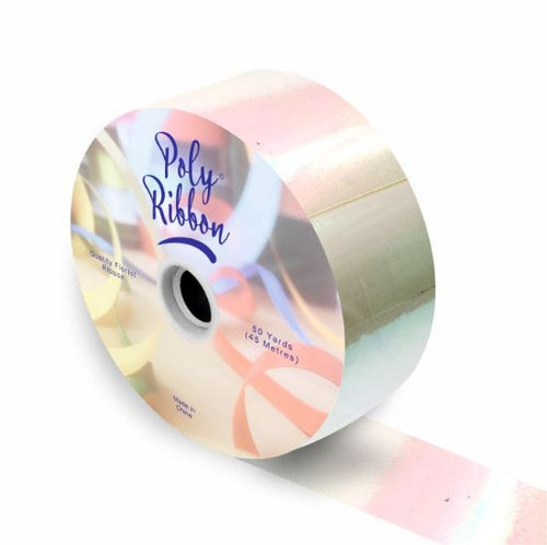 50mm Iridescent White Polypropylene Ribbon (50 Yards)