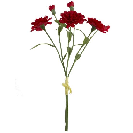 40cm Red Carnation Bundle with Raffis Tie (3 Stems)