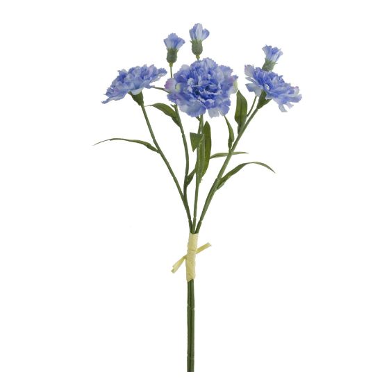 40cm Blue Carnation Bundle with Raffis Tie (3 Stems)