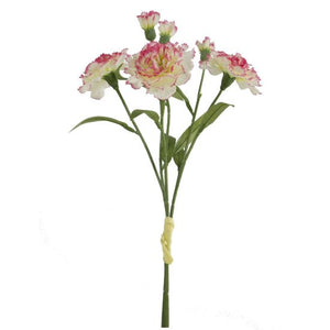 40cm Cream/Pink Carnation Bundle with Raffis Tie (3 Stems)