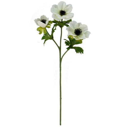 56cm Ivory Spray Anemone - Artificial Flower - Single Stem