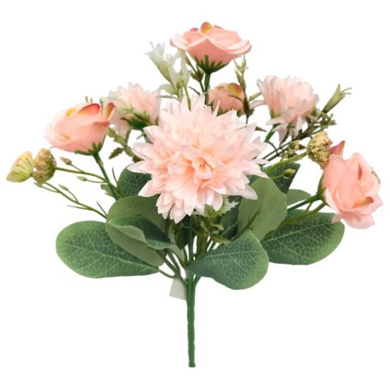 29cm Peach Spiky Mum and Rose Mixed Bunch