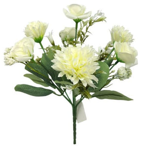 29cm Ivory Spiky Mum and Rose Mixed Bunch