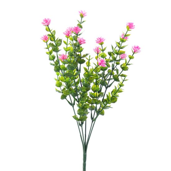 35cm Plastic Blossom Foliage Bush Pink/Green