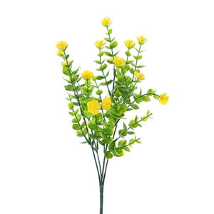 35cm Plastic Blossom Foliage Bush Yellow/Green