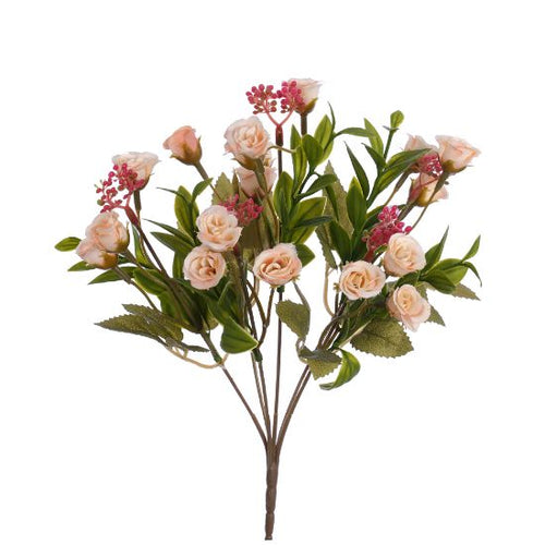 30cm Champagne Mini Rosebud Bush - Artificial Flower