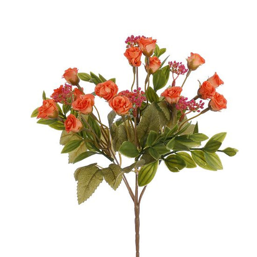 30cm Orange Mini Rosebud Bush - Artificial Flower