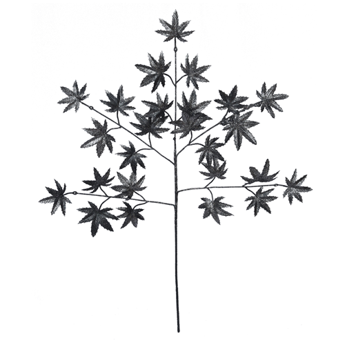 86cm Large Black Glossy Glitter Leaf Spray - Christmas Xmas Artificial (XB33)