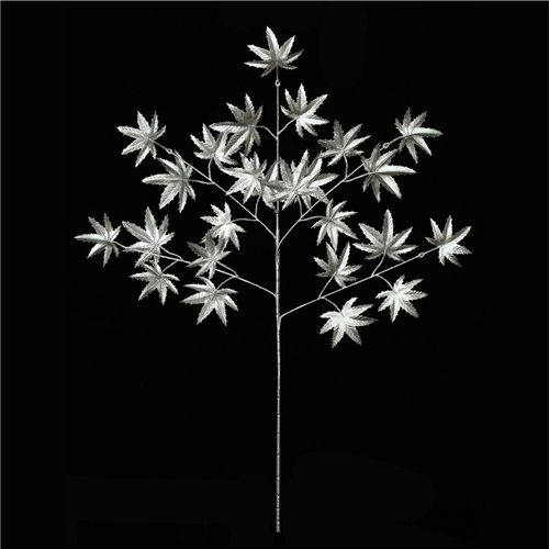 86cm Large Silver Glossy Glitter Leaf Spray - Christmas Xmas Artificial (XB29)