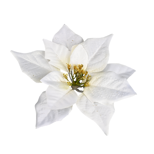 17cm Ivory/Gold Poinsettia Heads - x 12 stems per bag - Artificial Single Stem - Christmas Wreath (XB12)