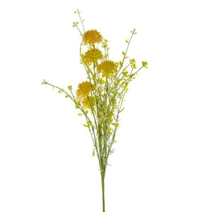 Artificial English Heath Cornflower Spray Yellow 53cm