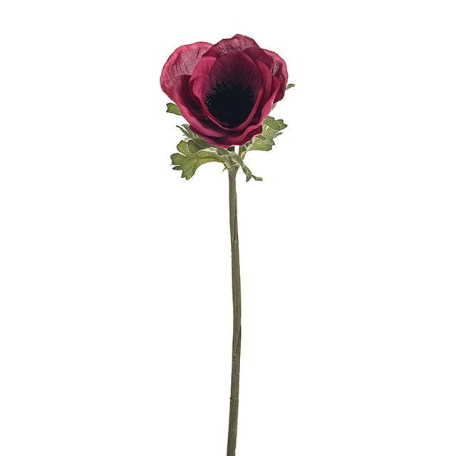 38cm Burgundy Single Stem Anemone - Artificial Flower