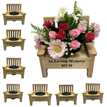 Load image into Gallery viewer, Wooden Memorial Bench with Flower Insert Pot Graveside Crematorium Plaque Garden