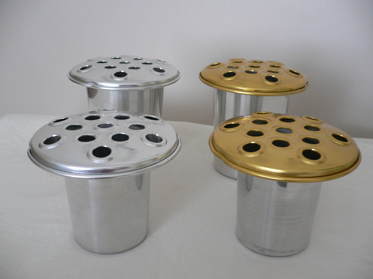 British Made Metal Grave Vase Pot Insert (Gold or Silver Lid - 10 or 1 ...