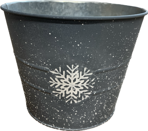 20cm Grey Snowflake Zinc Metal Pot