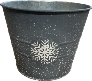 20cm Grey Snowflake Zinc Metal Pot