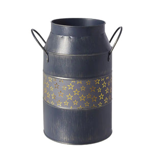 25cm Oasis Christmas Rustic Twinkle Milk Churn - Navy Blue