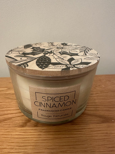FLASH SALE PRODUCT - Scented Cinnamon Glass Candle with Wooden Lid