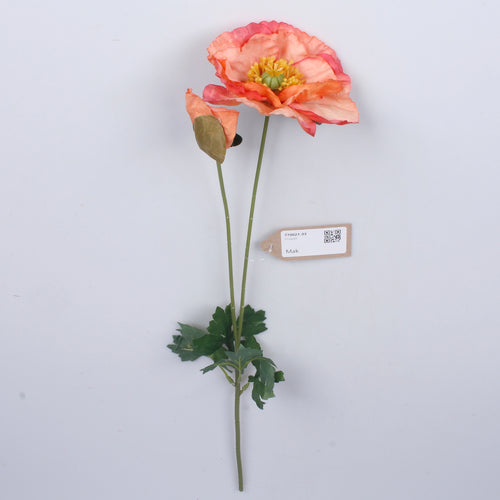 60cm Orange Poppy Stem - Silk Artificial Single Stem