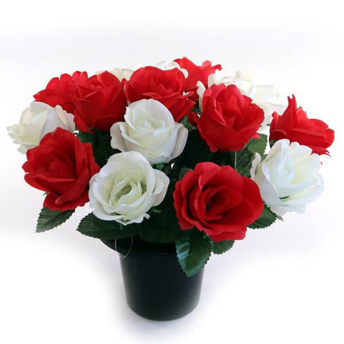 Red and White - Large Rose Memorial Grave Pot