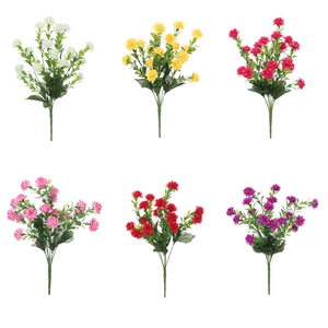 32cm Mini Mum Bush with Grass - Assorted Colours - Artificial Flower.