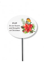 Load image into Gallery viewer, White Christmas Robin Poinsettia Memorial Stick Xmas Tribute Spike Grave Stake