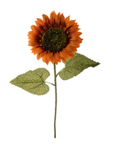 60cm Burnt Orange Sunflower Stem - Silk Artificial Single Stem