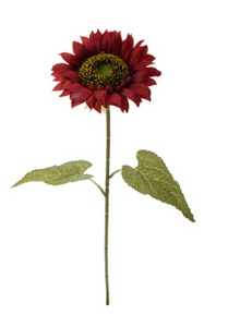 60cm Burgundy Sunflower Stem - Silk Artificial Single Stem