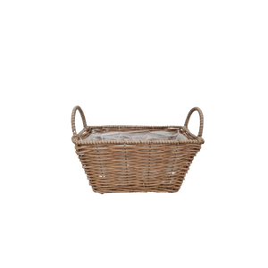 25cm Brown Trough Planting Basket with Ears - Plastic Lined